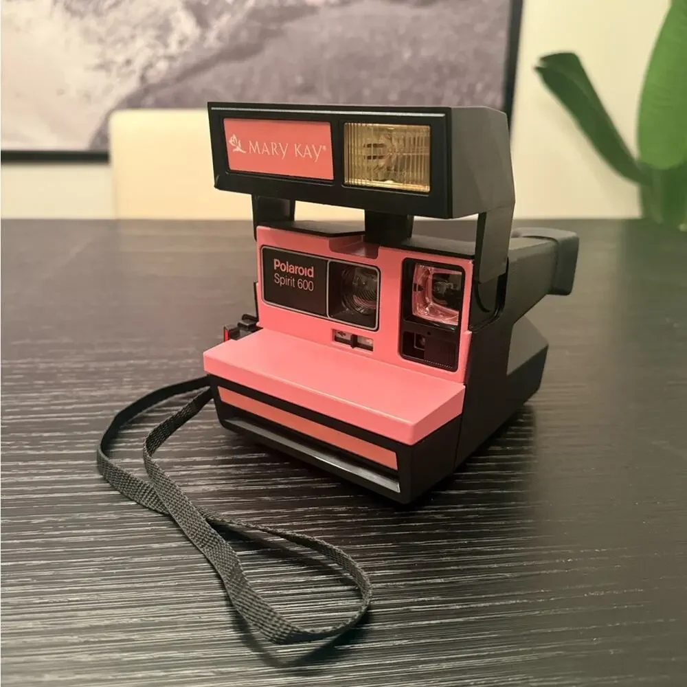 Vintage Mary Kay Polaroid Spirit 600 Black & Pink Instant Film Camera Working
